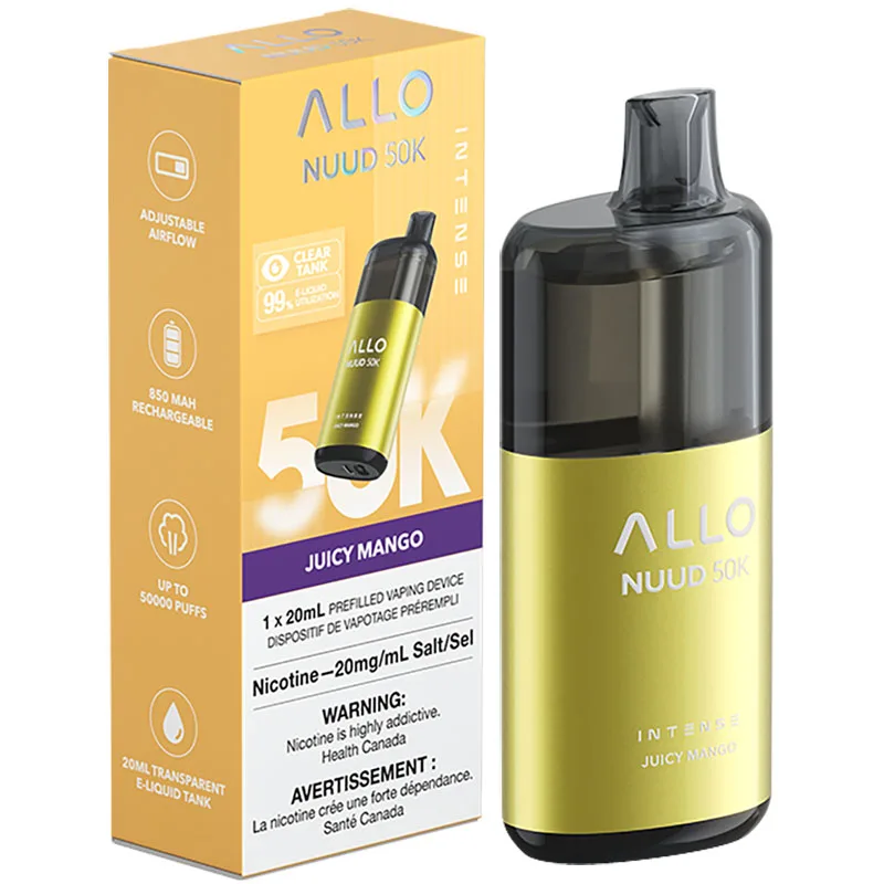 Buy Allo NUUD 50K Disposable Vape: Juicy Mango (20mL) $44.99 Earn 880 loyalty Points with purchase. No reviews New Arrivals - Everyone: PSEGuest - Everyday Savings: PSENew Arrivals - Everyone: PSEGuest - Everyday Savings: PSE Nicotine/Additive Strength
